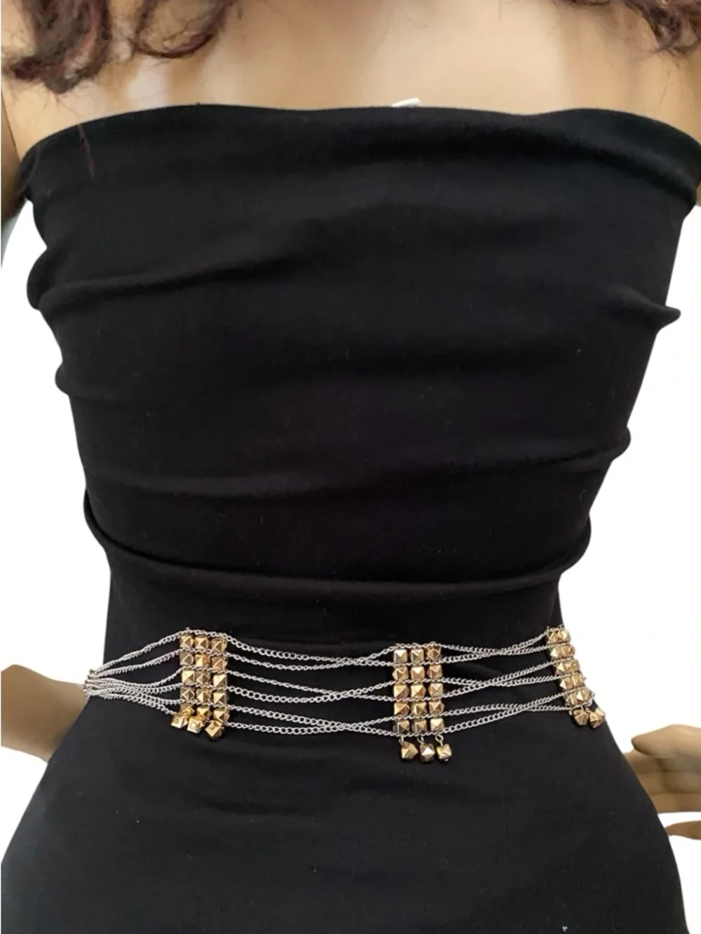Zara multi stand silvertone with goldtone bead chain belt - Picture 4 of 6
